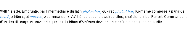 Définition phylarque ACAD 1986