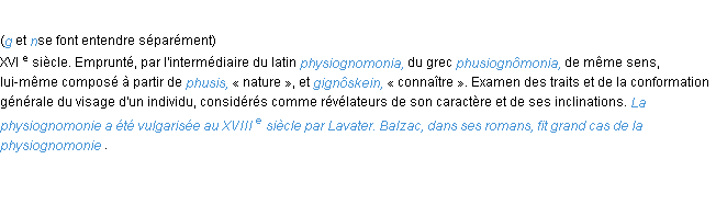 Définition physiognomonie ACAD 1986