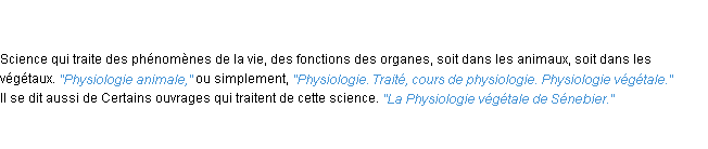 Définition physiologie ACAD 1835