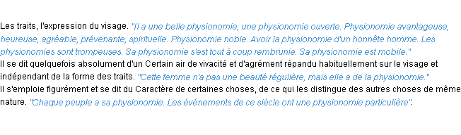 Définition physionomie ACAD 1932