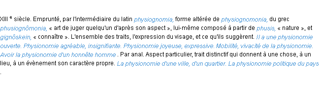 Définition physionomie ACAD 1986