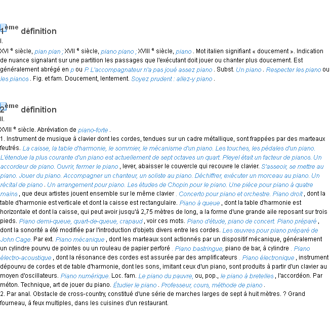 Définition piano ACAD 1986