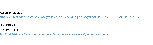 Définition piaulement Emile Littré