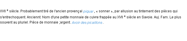 Définition picaillon ACAD 1986