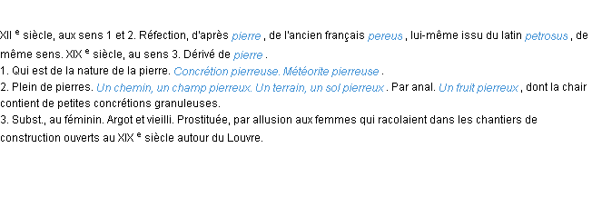 Définition pierreux ACAD 1986