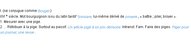 Définition piger ACAD 1986