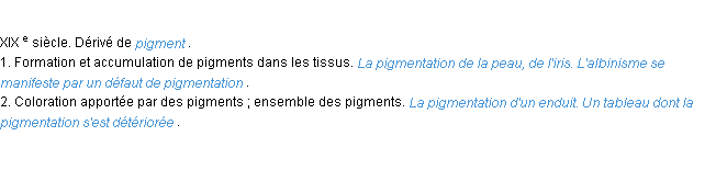 Définition pigmentation ACAD 1986