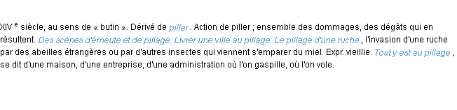 Définition pillage ACAD 1986