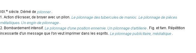 Définition pilonnage ACAD 1986