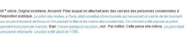 Définition pilori ACAD 1986