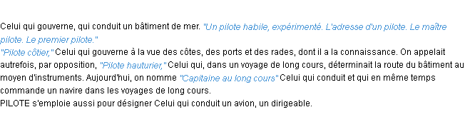 Définition pilote ACAD 1932