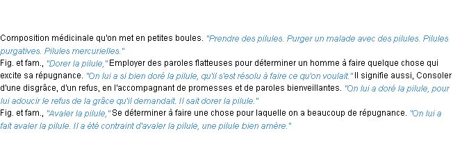 Définition pilule ACAD 1835