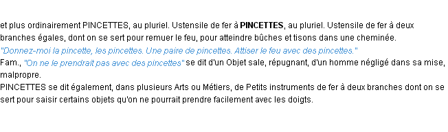 Définition pincette ACAD 1932