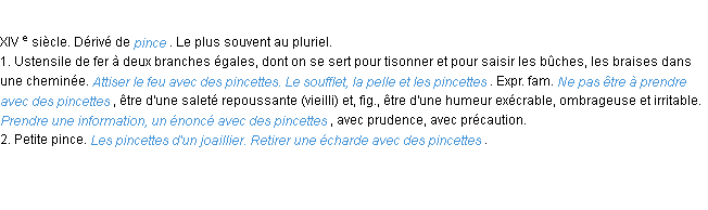 Définition pincette ACAD 1986