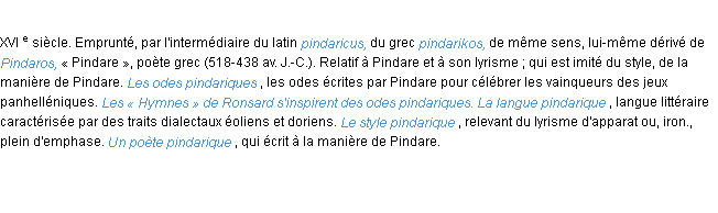 Définition pindarique ACAD 1986