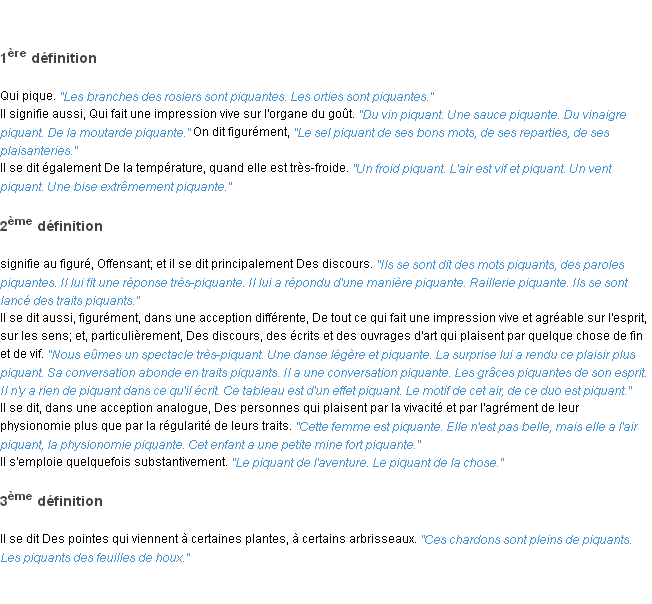 Définition piquant ACAD 1835