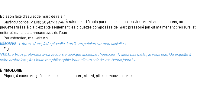 Définition piquette Emile Littré