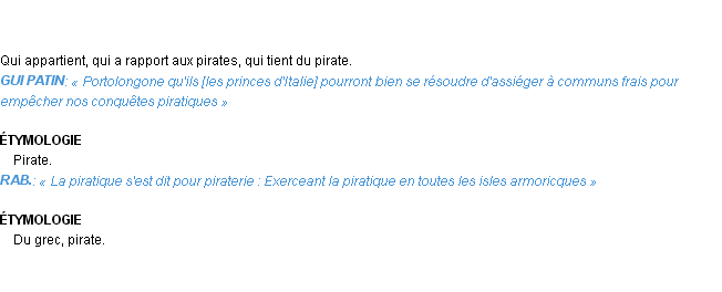 Définition piratique Emile Littré