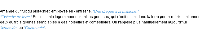 Définition pistache ACAD 1932