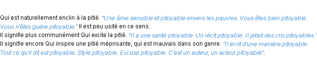 Définition pitoyable ACAD 1932