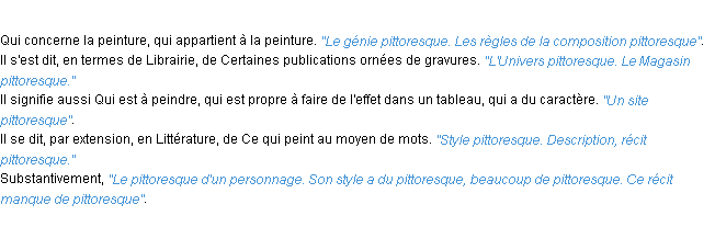 Définition pittoresque ACAD 1932