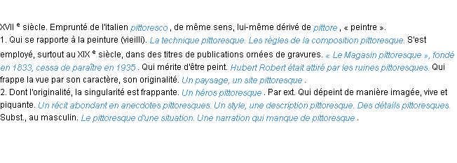 Définition pittoresque ACAD 1986