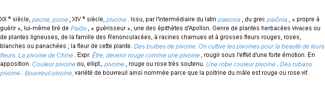 Définition pivoine ACAD 1986