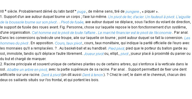 Définition pivot ACAD 1986