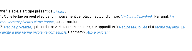 Définition pivotant ACAD 1986