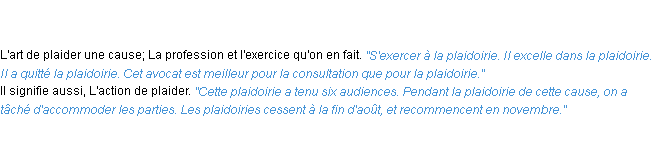 Définition plaidoirie ACAD 1835