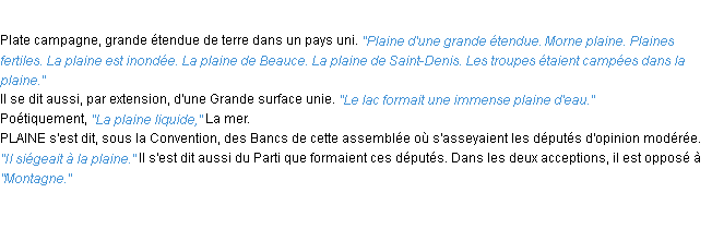 Définition plaine ACAD 1932