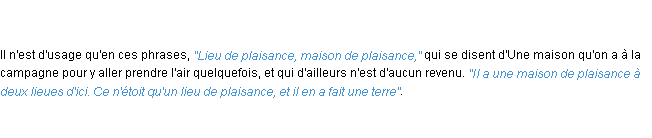 Définition plaisance ACAD 1798