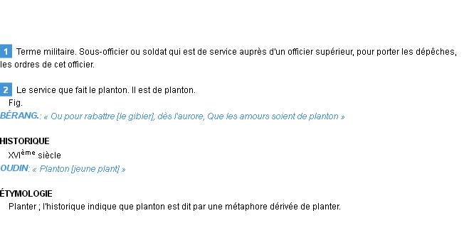Définition planton Emile Littré
