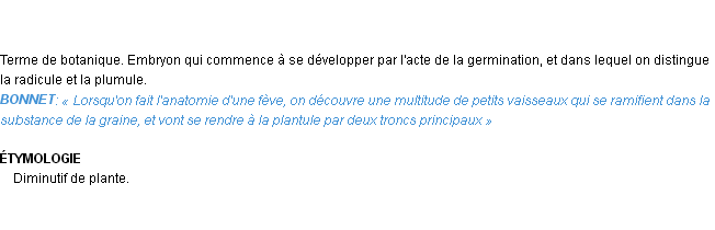 Définition plantule Emile Littré