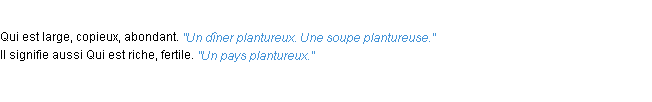 Définition plantureux ACAD 1932