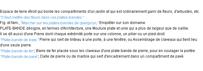 Définition plate-bande ACAD 1932