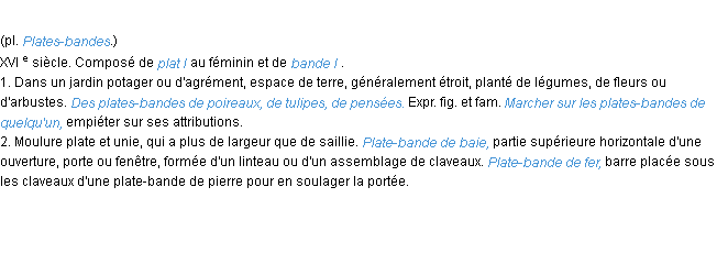 Définition plate-bande ACAD 1986