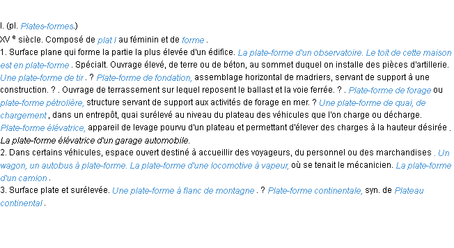 Définition plate-forme ACAD 1986