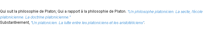 Définition platonicien ACAD 1932