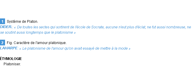 Définition platonisme Emile Littré