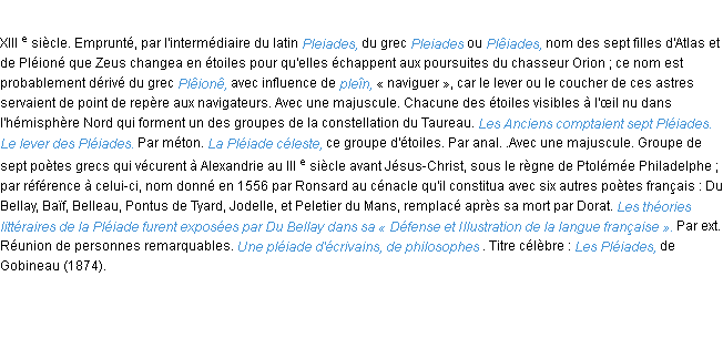 Définition pléiade ACAD 1986
