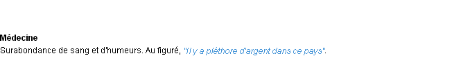 Définition pléthore ACAD 1932