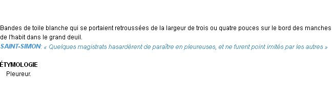 Définition pleureuses Emile Littré