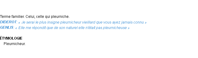 Définition pleurnicheur Emile Littré