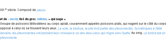 Définition pleuronectes ACAD 1986