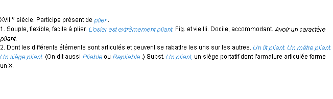 Définition pliant ACAD 1986