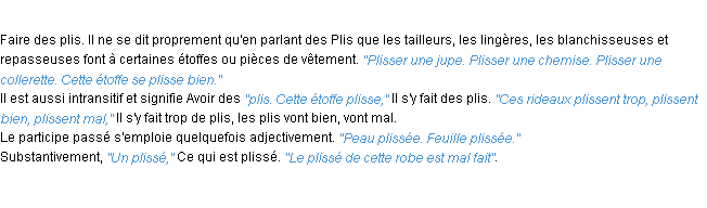 Définition plisser ACAD 1932