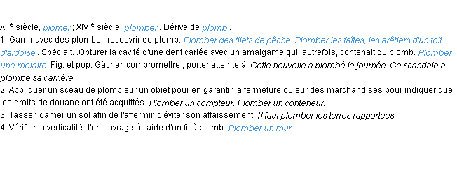 Définition plomber ACAD 1986