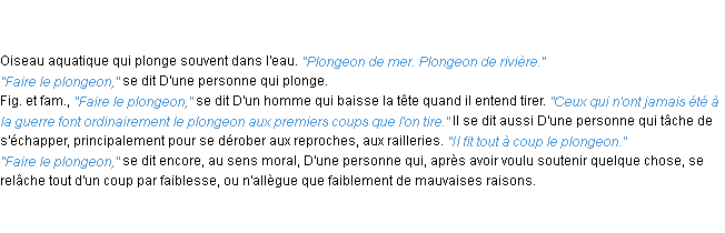 Définition plongeon ACAD 1835