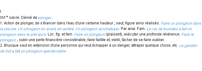 Définition plongeon ACAD 1986